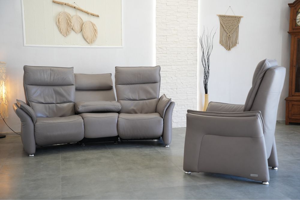 Skórzany komplet wypoczynkowy 3+1 Wohnwert (relaksy)