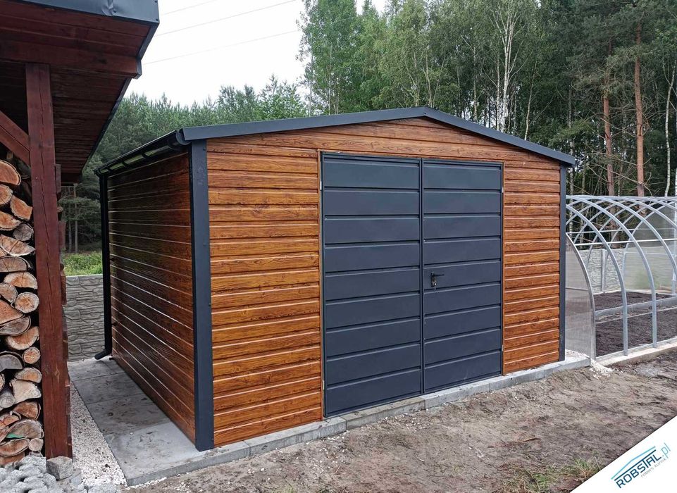 Garaż Blaszany Blaszak 4x3m Drewnopodobny Premium