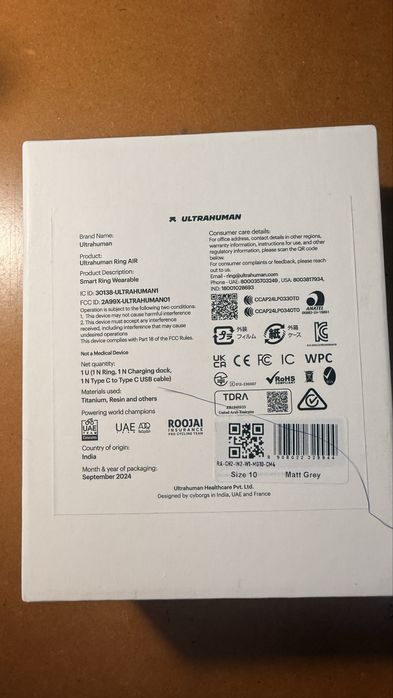 Ultrahuman Ring Air - size 10