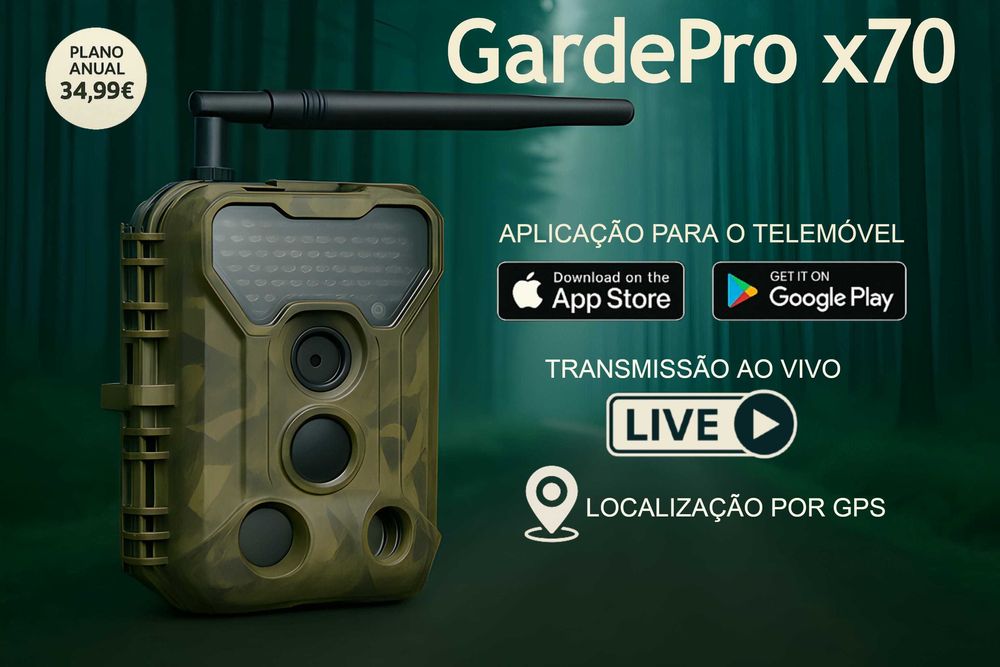 Câmera GardePro X70 transmissão direto envio de fotos e vídeos e GPS