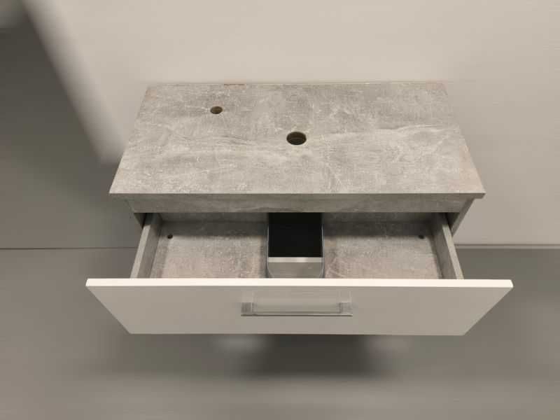 Szafka łazienkowa na nóżkach pod umywalkę beton biały lakier