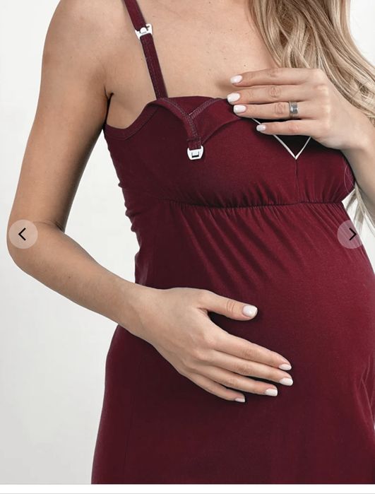 Бавовняний комплект для вагітних та годуючих бордовий L/XL