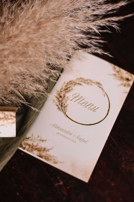 menu na stół weselny boho trawy