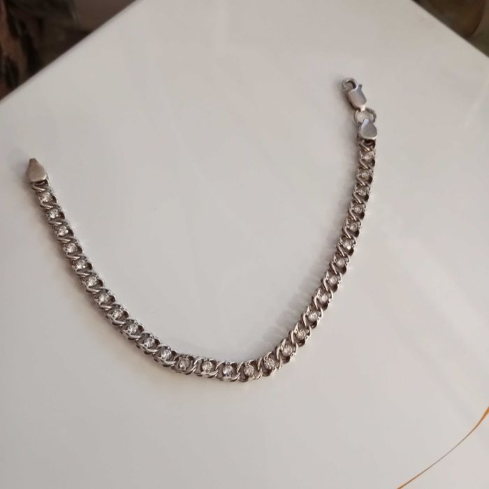 Гламурний браслет з срібла бісмарк з камінцями, 18,0 см.