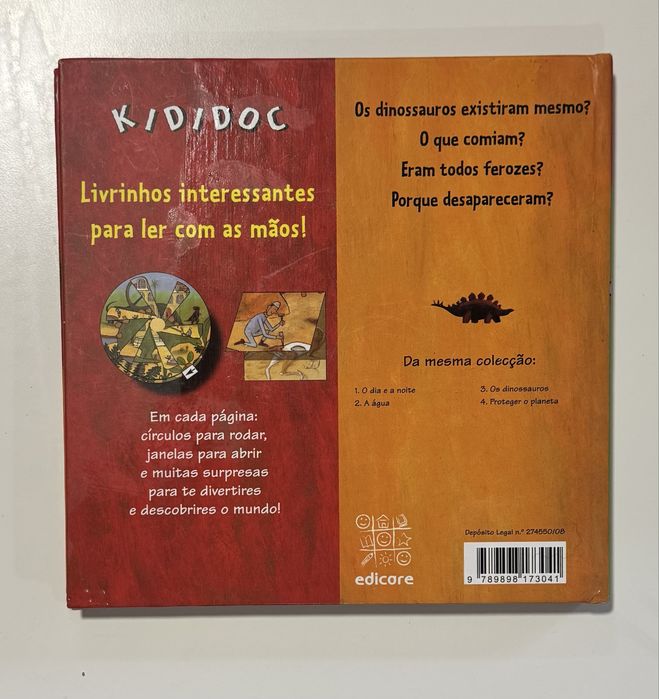 Livro infantil “Os Dinossauros”, da coleção Kididoc