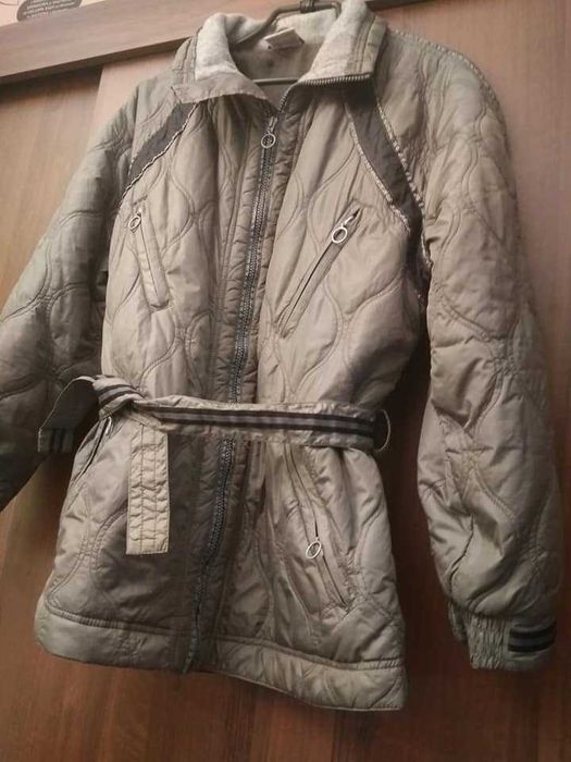 Kurtka pikowana r. 40 44 khaki srebrna