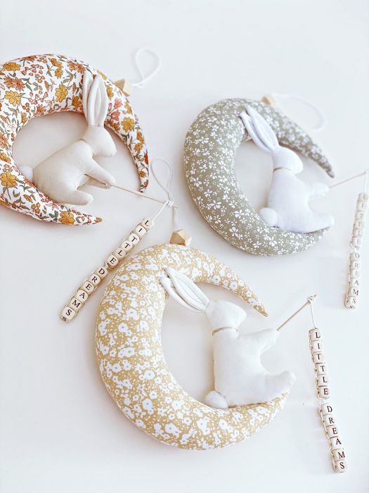Dekoracja wisząca nad łóżeczko niemowlęca księżyc handmade