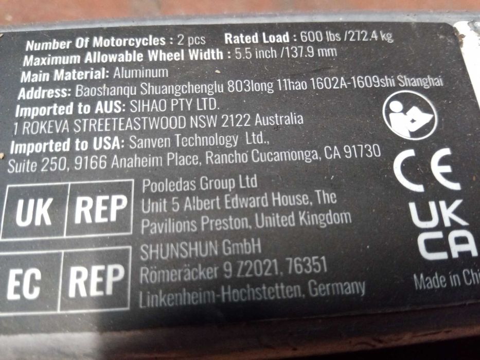 Suporte moto para Autocaravana Carrinha