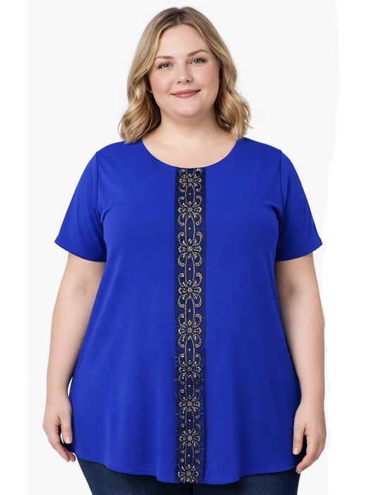 Tunika chabrowa z przedłużanym tyłem 4XL - 58/60