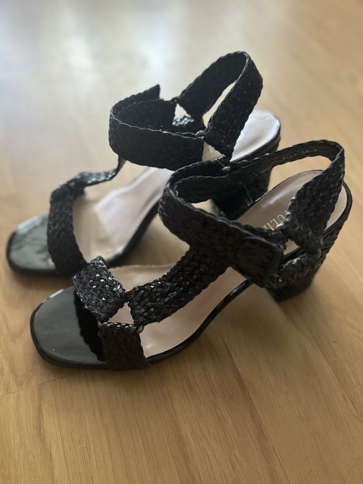 Czarne damskie sandały na słupku rozmiar 39