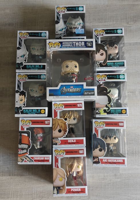 Funko Pop Chainsaw Man & Kaiju No. 8 & Marvel (Chase + Especiais)