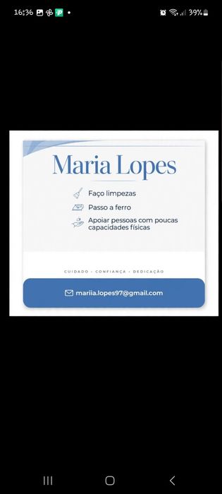 Faço limpezas, cuidar de idosos outras tarefas domésticas
