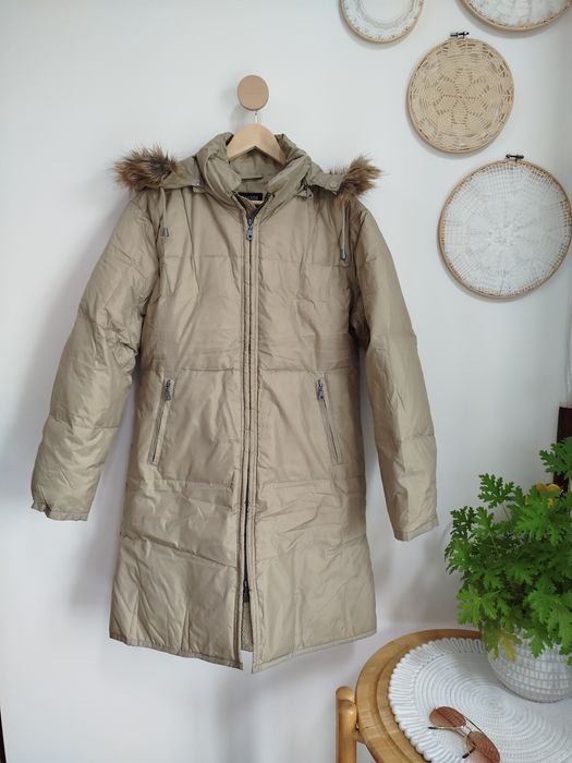 Puchowa długa kurtka m havana puchówka