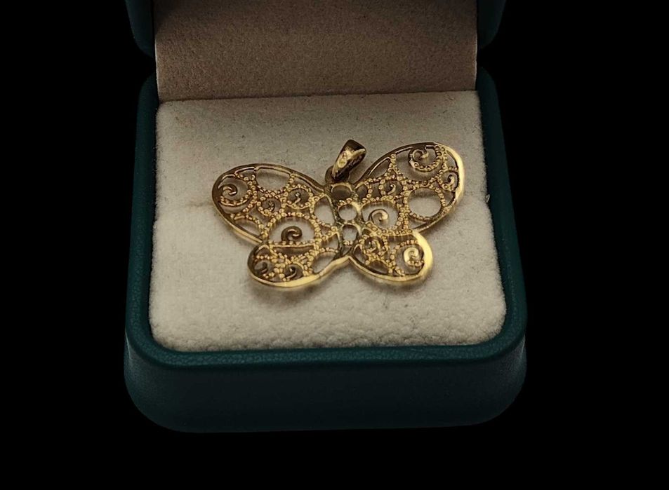 Piękna Złota Zawieszka Motyl 2,24 G / 585