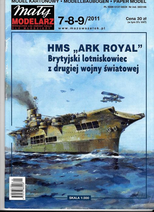 Mały Modelarz 7-8-9 2011 HMS ARK ROYAL lotniskowiec - model 1:300