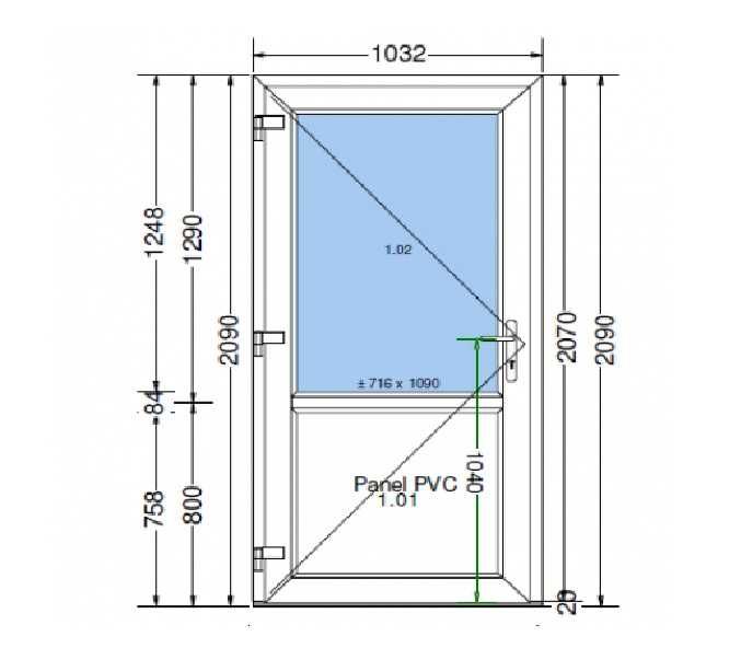Drzwi PCV 1032 x 2090 Białe 100x210 panel/szyba od ręki! Opole