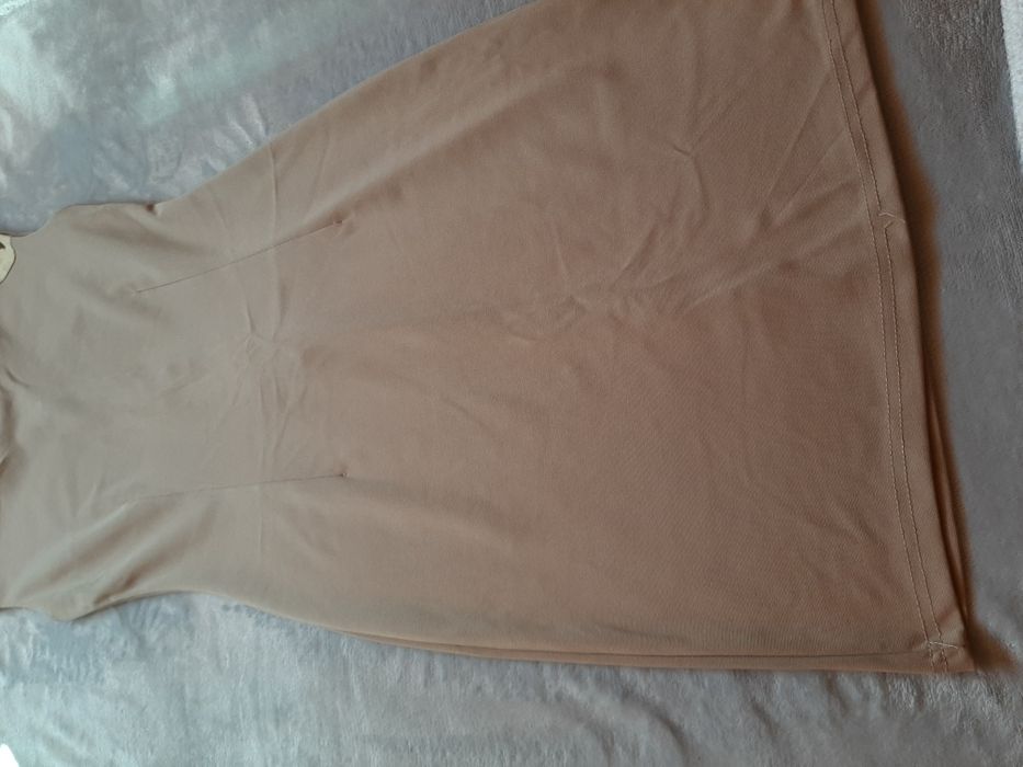 Sukienka mini beżowa ze złotym zamkiem 36/S stan idealny