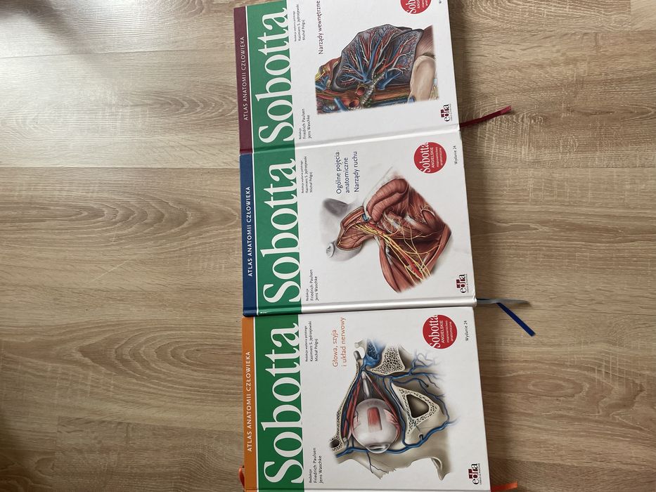 atlasy anatomiczne sobotta mianownictwo angielskie; tom 1, 2 i 3