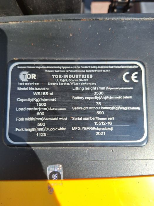 Paleciak elektryczny sztapler przebieg  9motogodzin