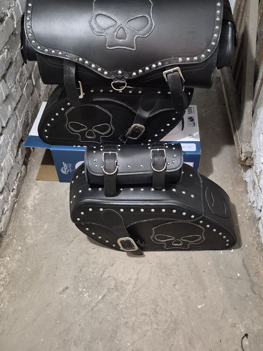 Kufry skórzane chopper duże