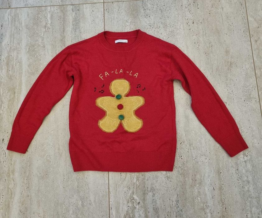 Sweter 158 pierniczek piernik na święta świąteczny zimowy czerwony