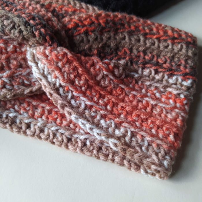 Szydełkowa Opaska Batik Twist Przeplatana Handmade