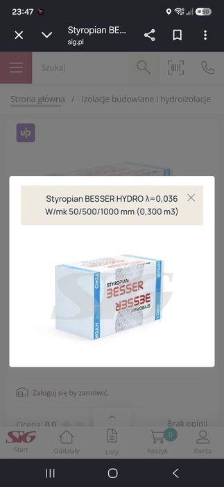 Nowy Styropian BESSER HYDRO λ=0,036 W/mk 10 cm  od ręki 399 za m 3