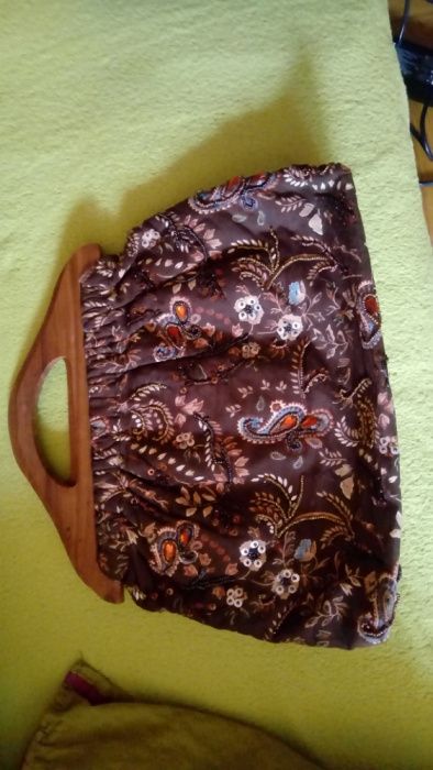 torebka brązowa we wzory-ręcznie wykonana