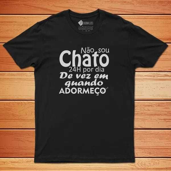 T-shirt Engraçada "Não Sou Chato 24h" | Roupa Humor Nova
