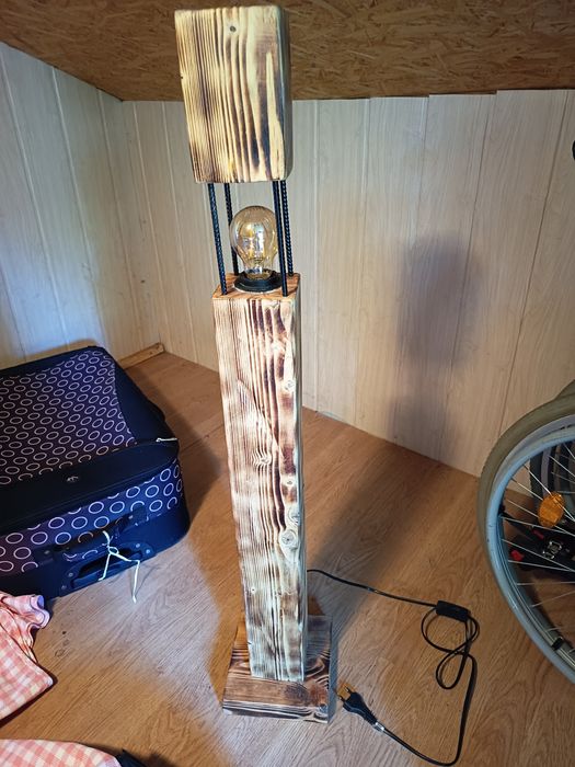 Lampa loft drewno rękodzieło