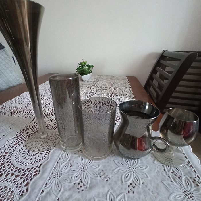 Zestaw  szkła dymnego srebrne