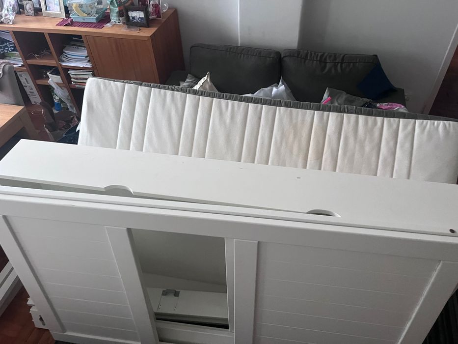 Beliche branco 90x180 + 2 colchões + gavetão(cama ou arrumação!