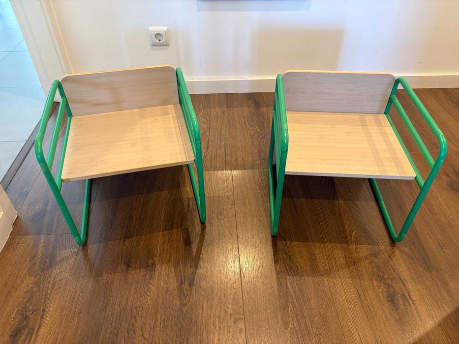 2 cadeiras/mesa criança IKEA SMÅSKRAKE verde bambu (par)