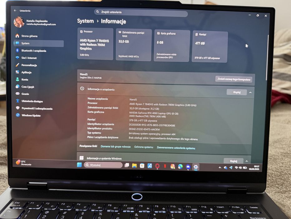 Lenovo Legion Slim 5 14.5" OLED | Ryzen 7 7840HS | RTX 4060 | 32GB RAM | 512GB SSD | Win 11