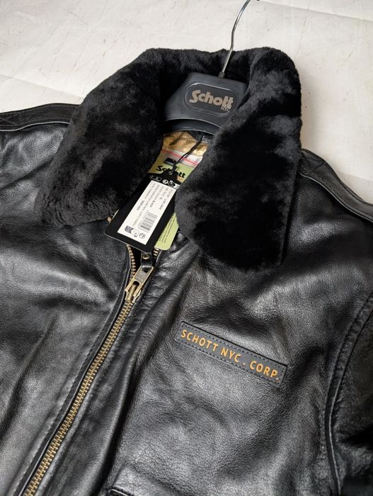 Czarna kurtka skórzana Schott bomberka real leather pilotka b3