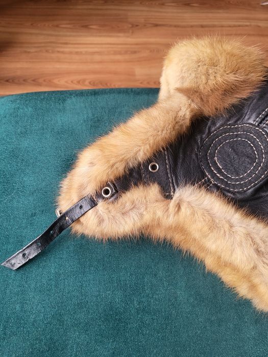Czapka pilotka,nowa bez metki,skora naturalna,jenot
