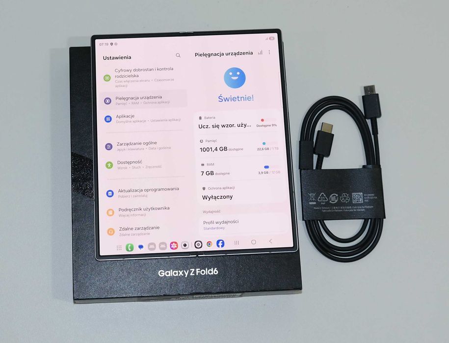 Samsung Galaxy Z Fold6 12GB/1TB Silver Shadow – Bez blokad | 10 cykli ładowania | Stan idealny