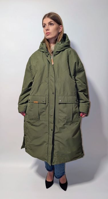 Khaki kurtka damska Bonprix r. 46 | długa, ciepła, pikowana | zimowy