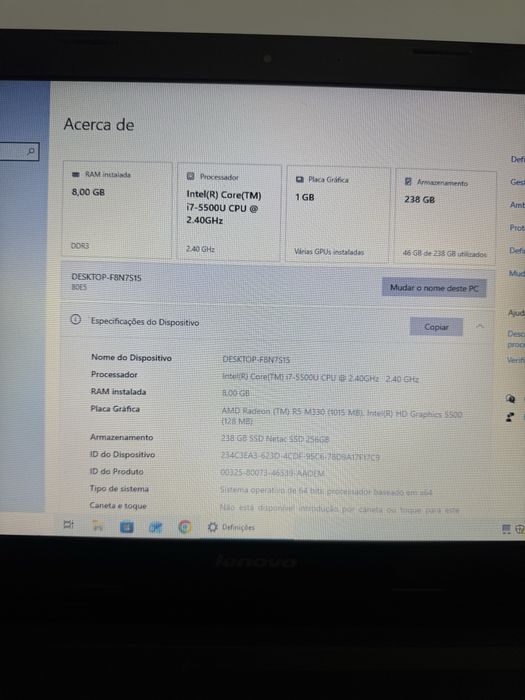 Portátil Lenovo G50-80 (Intel Core i7 / AMD R5 M330 / Bateria Nova