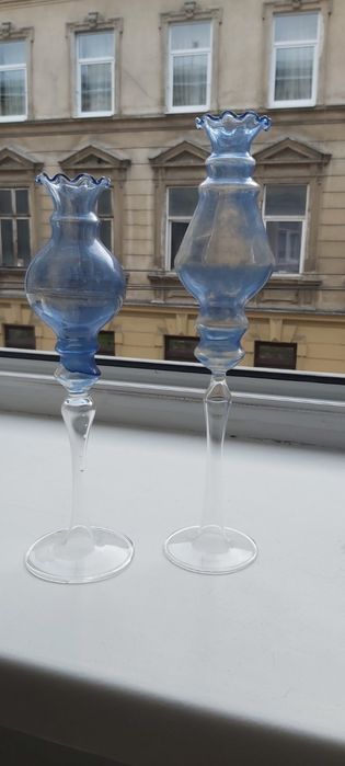 Дві старовинні вазочки, гутне скло