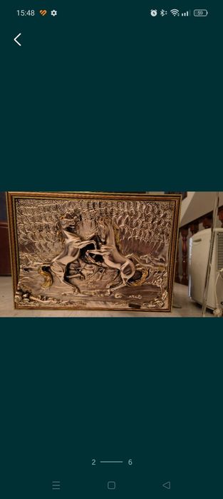 Moldura espelho cavalos em prata