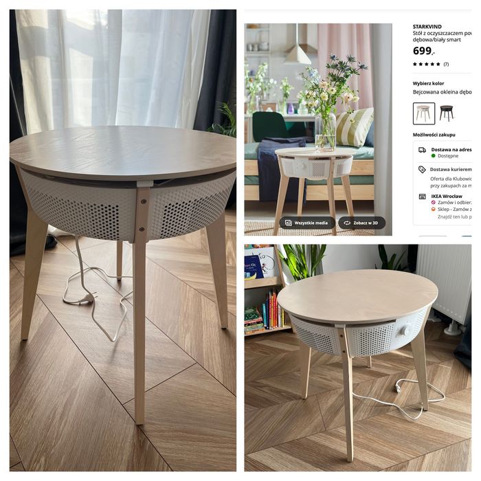 IKEA STARKVIND Stół z oczyszczaczem powietrza stan idealny, jak nowy