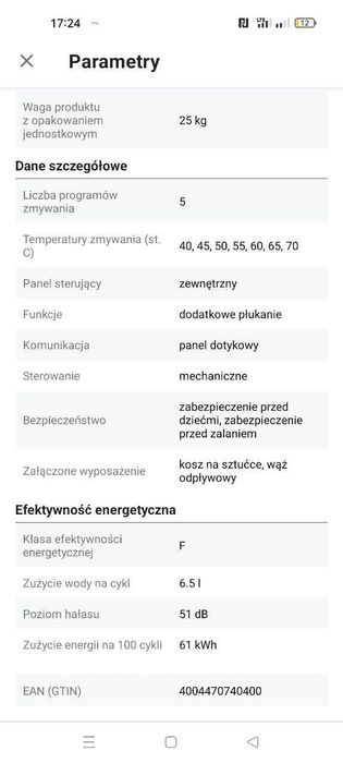 Zmywarka wolnostojąca