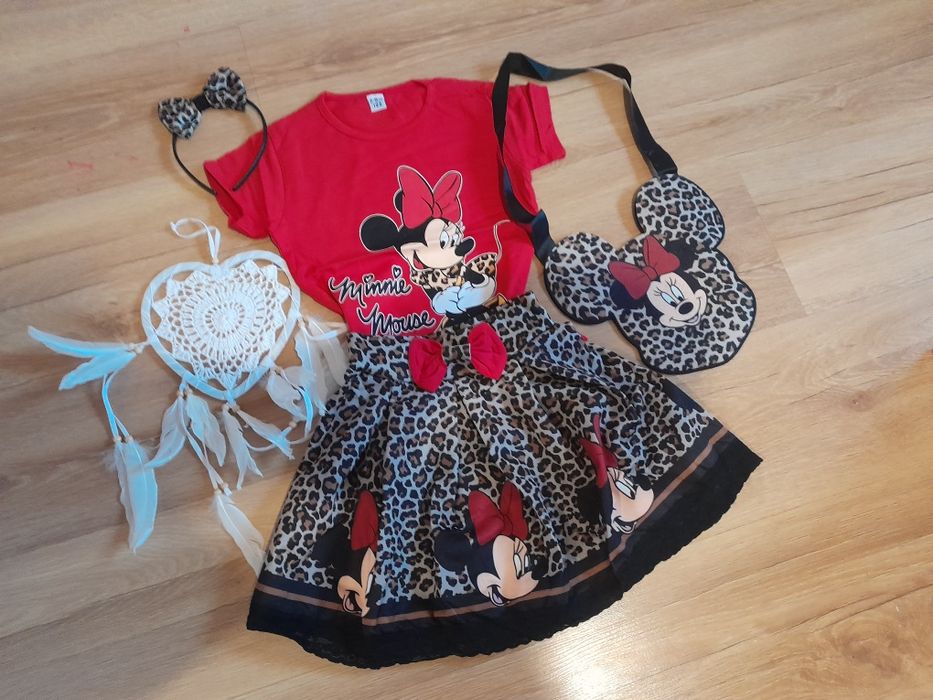 Zestaw komplet spódniczka bluzka panterka Miki 104