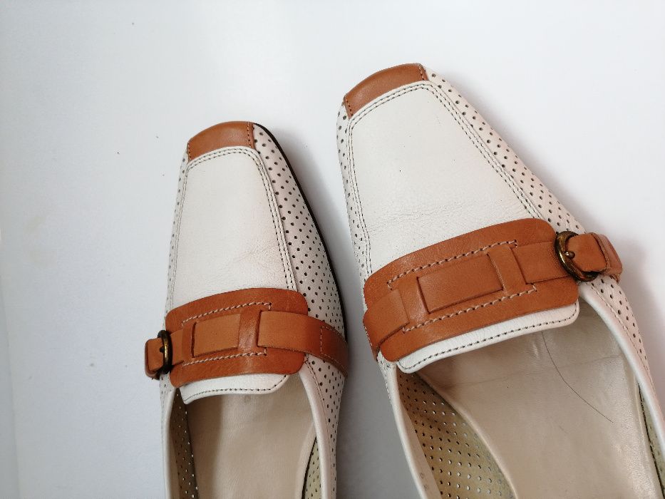 WITTCHEN mokasyny damskie biało-brązowe skóra naturalna rozm. 39