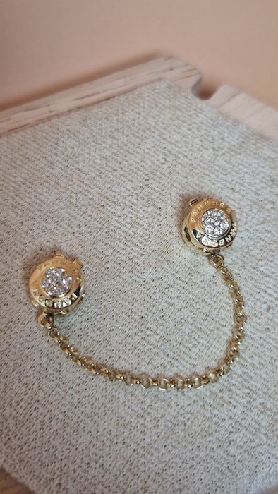 Złoty łańcuszek zabezpieczający do bransoletek typu Pandora