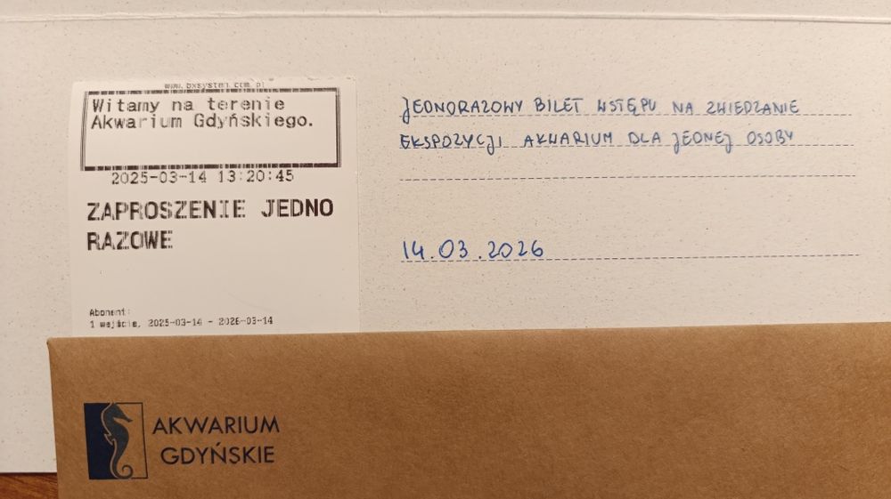 Bilet wstępu do Akwarium Gdyńskiego