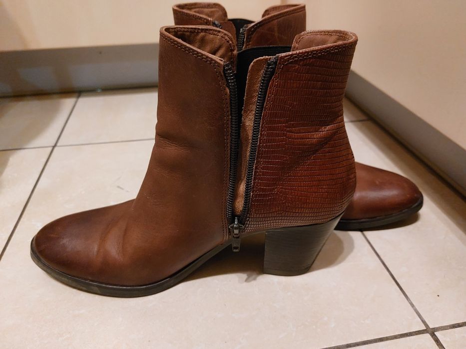 Botki 5th Avenue skóra brąz