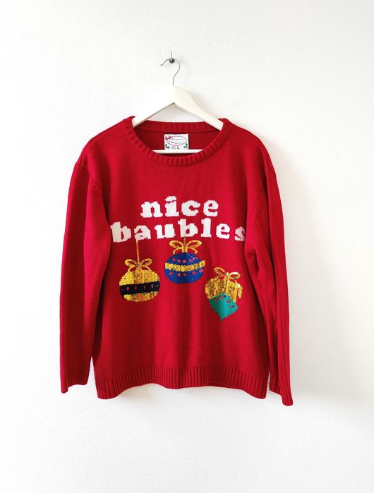 Świąteczny sweter Bombki Vintage y2k 40 42 Atmosphere