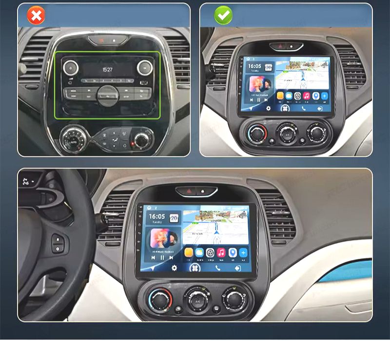RÁDIO GPS 9'' ANDROID 13 RENAULT CAPTUR 15-17 2 DIN 4GB+64GB